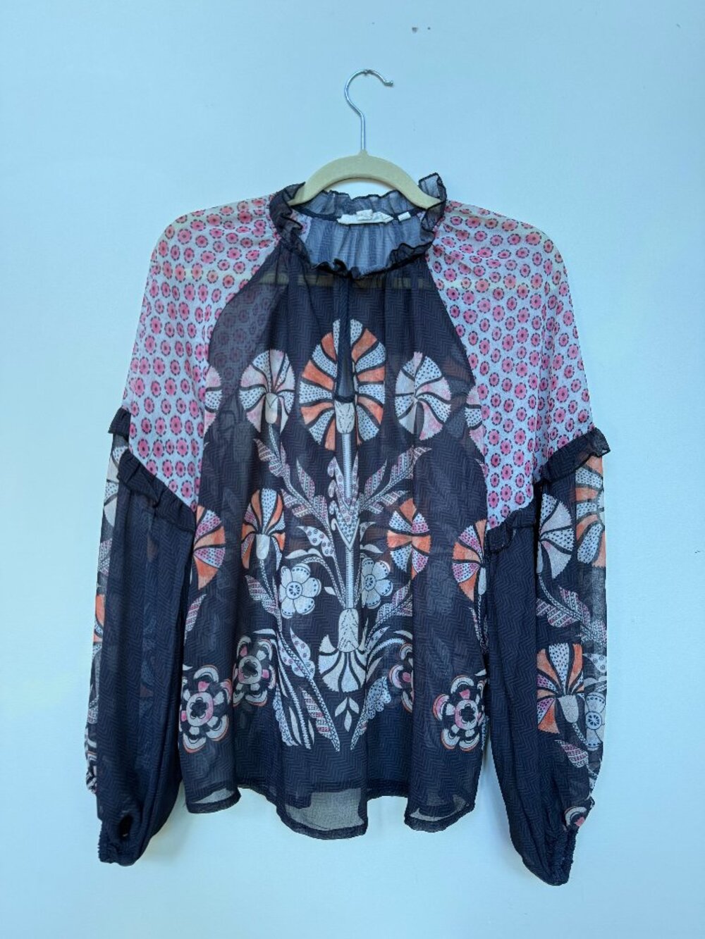 Anthropologie Forever That Girl Floral Sheer Blouse XS